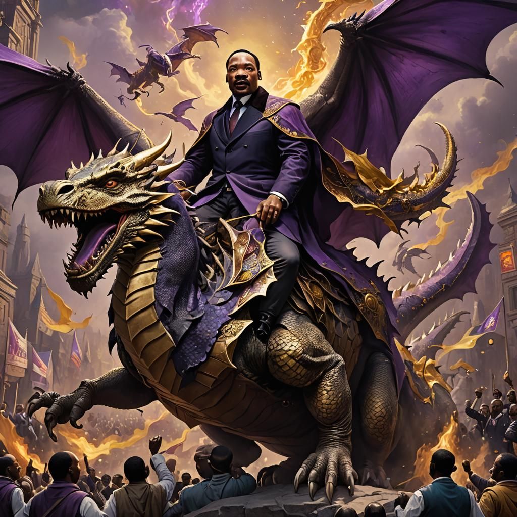 Martin Luther King as Dark Fantasy Dragon Rider