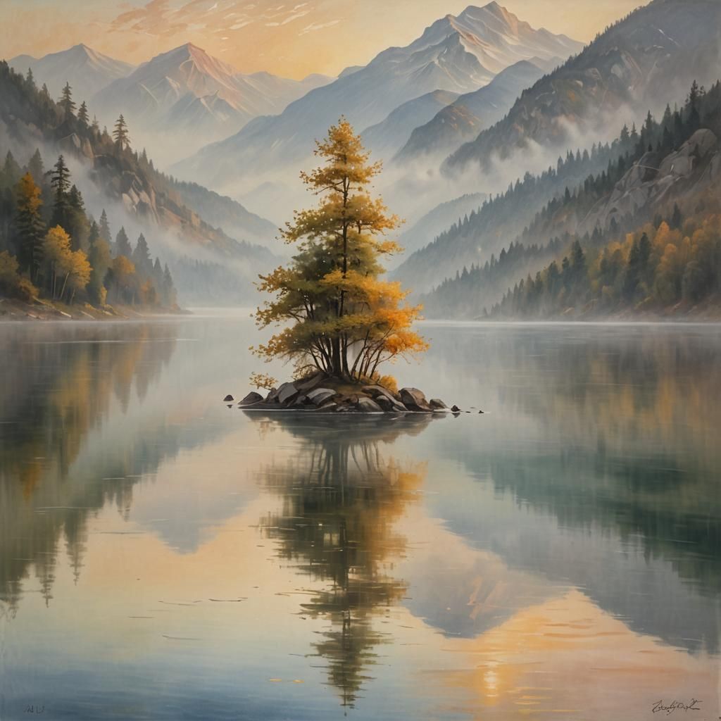 Misty Dawn Masterpiece in Oil