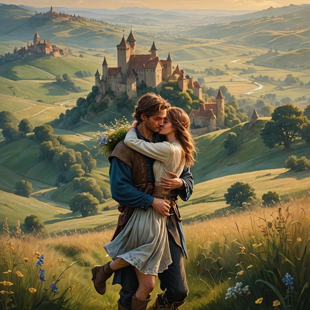 Gentle Knight in Enchanted Landscape