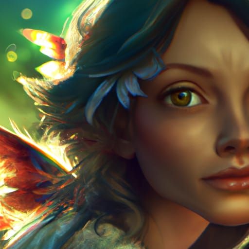Surreal Fairies Portrait in Vibrant Triadic Colors