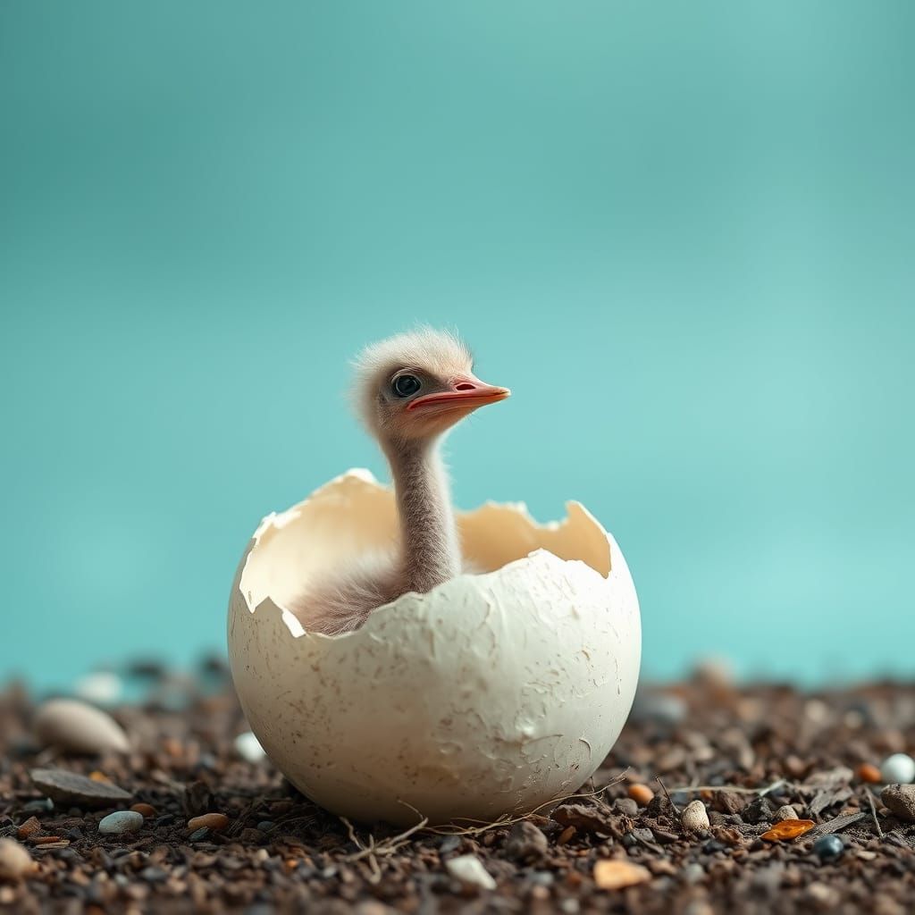 Baby Ostrich Hatching From Egg