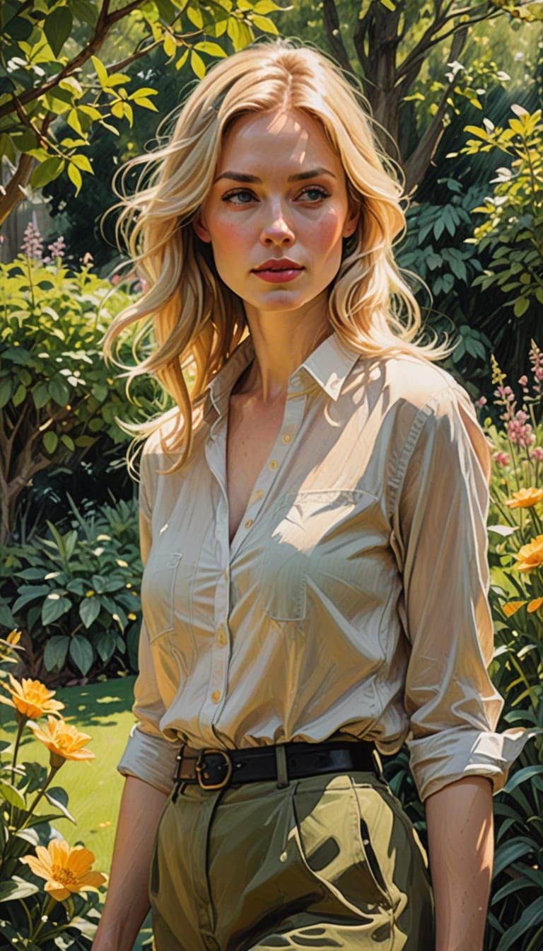 Beautiful Woman in a Vibrant Garden