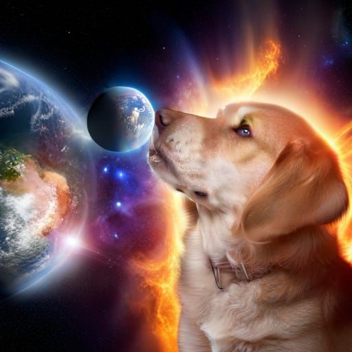 Dog Howls Amidst Cosmic Cataclysm