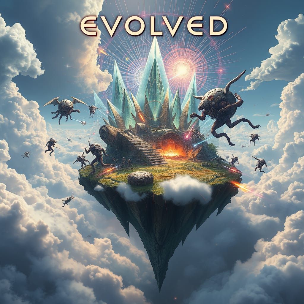 Chaotic Battle on Floating Island: A Video Game Cover