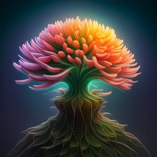 Surreal Glass Mum Flower in Deep Fantasy