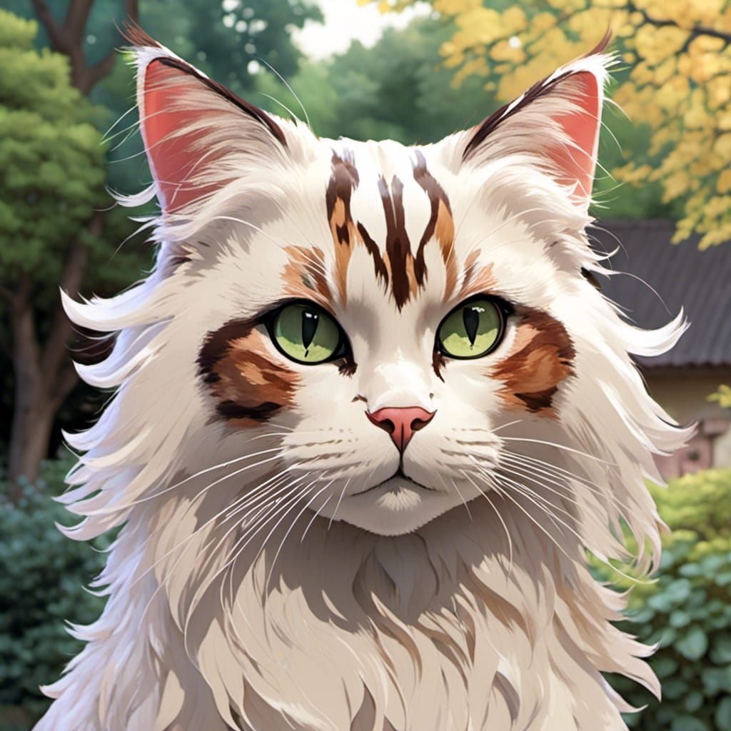Whimsical Cat in a Fluffy Hairstyle