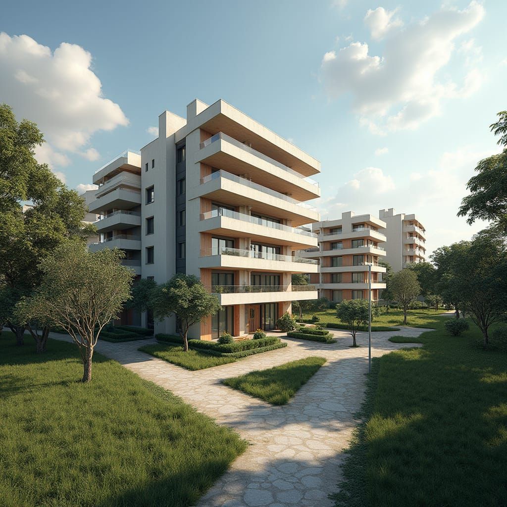 Narrow Residential Buildings in a Suburban Landscape, Inspir...