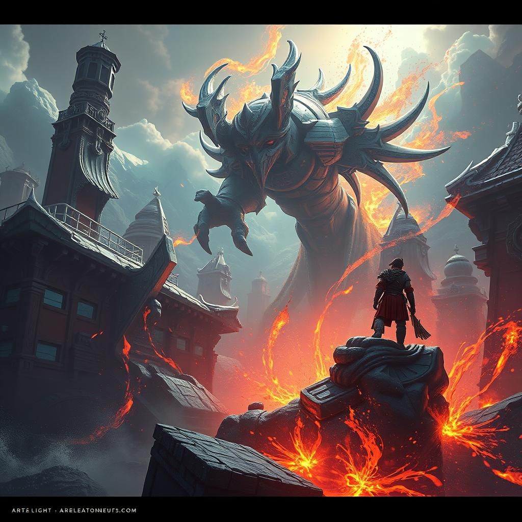 Vibrant Futuristic Cityscape in Detailed Matte Painting Styl...