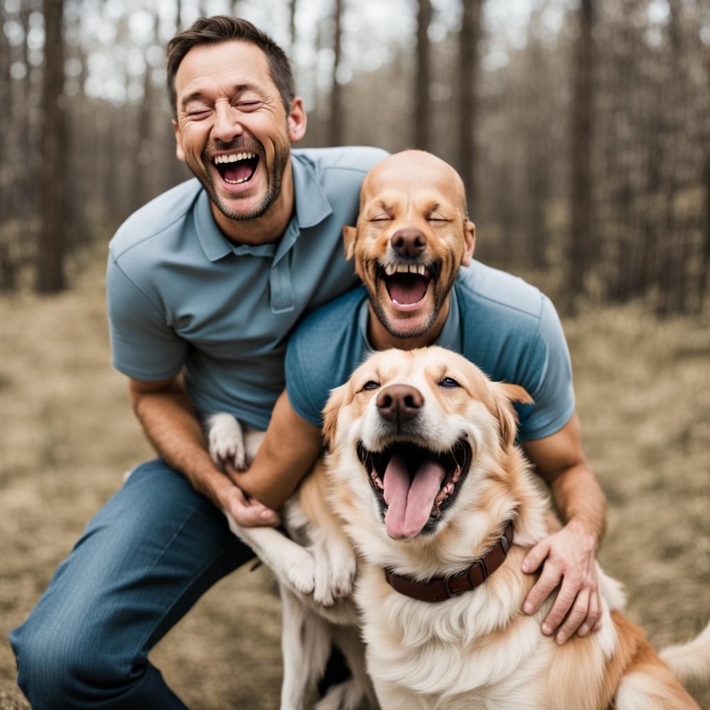 Joyful Moment of a Man and His Loyal Dog