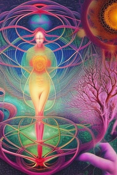 Ethereal Mycelium Forest Unfolds in Warped Perspective