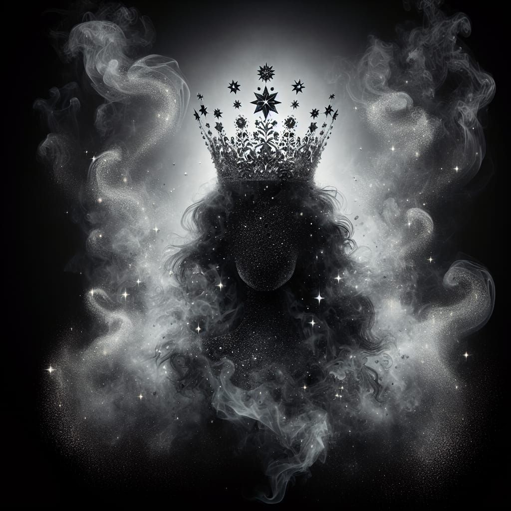 Ethereal Crown of Smoke and Stars in Hyperrealistic Detail