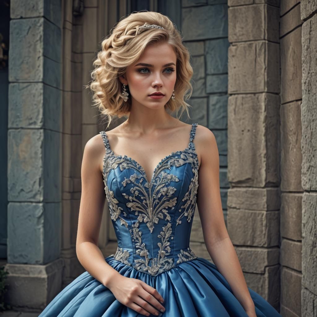 Breathtaking Teenage Girl at Prom in Elegant Blue Ball Gown