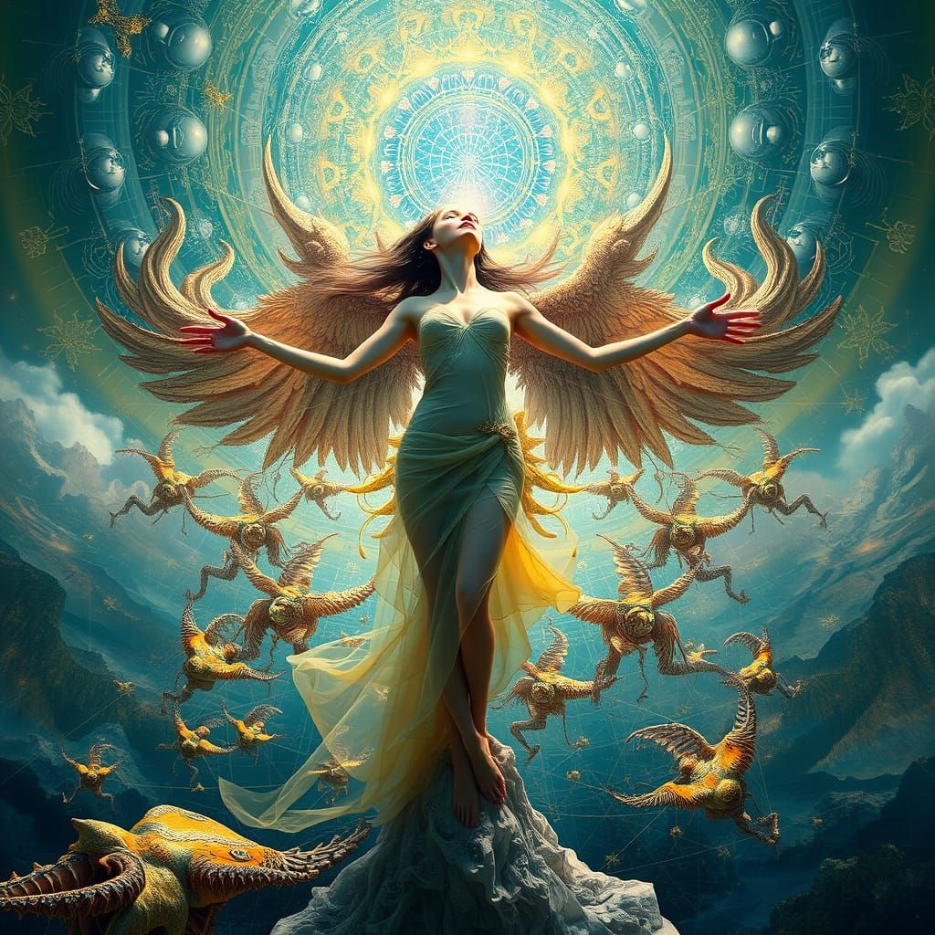 Abstract Fractal Vitruvian Human Elegance in Future World