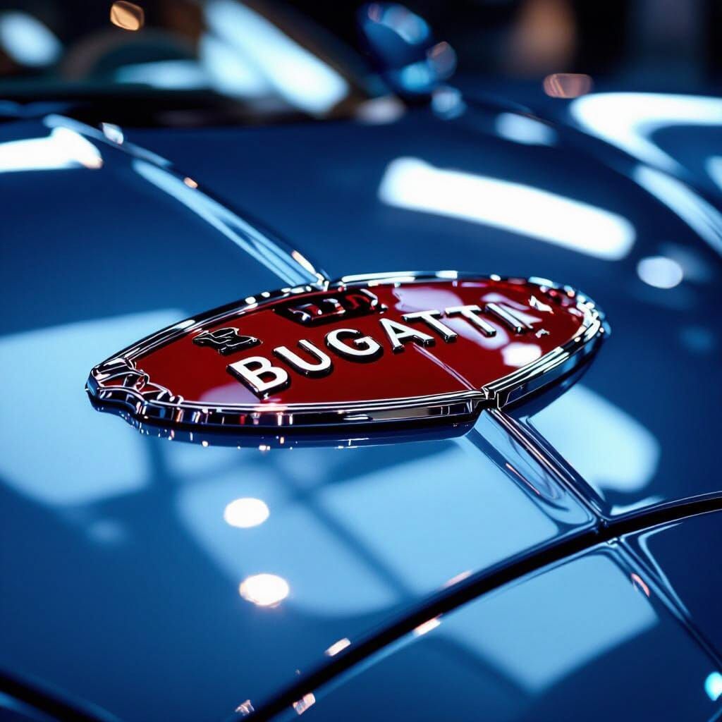 Bugatti Chiron Logo: Luxury Detailing in Hyperrealistic Styl...