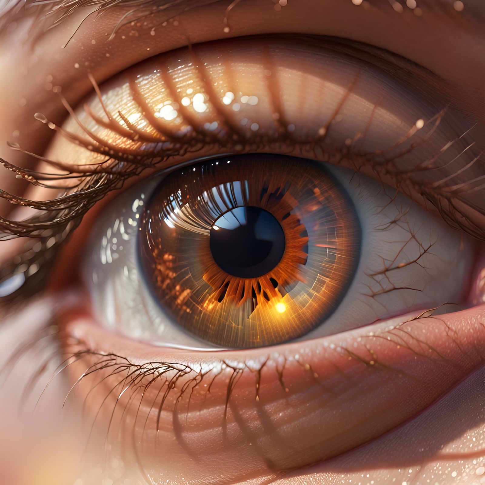 A macro sparkling clear hazel brown eye HDR 8k 64 megapixel ...