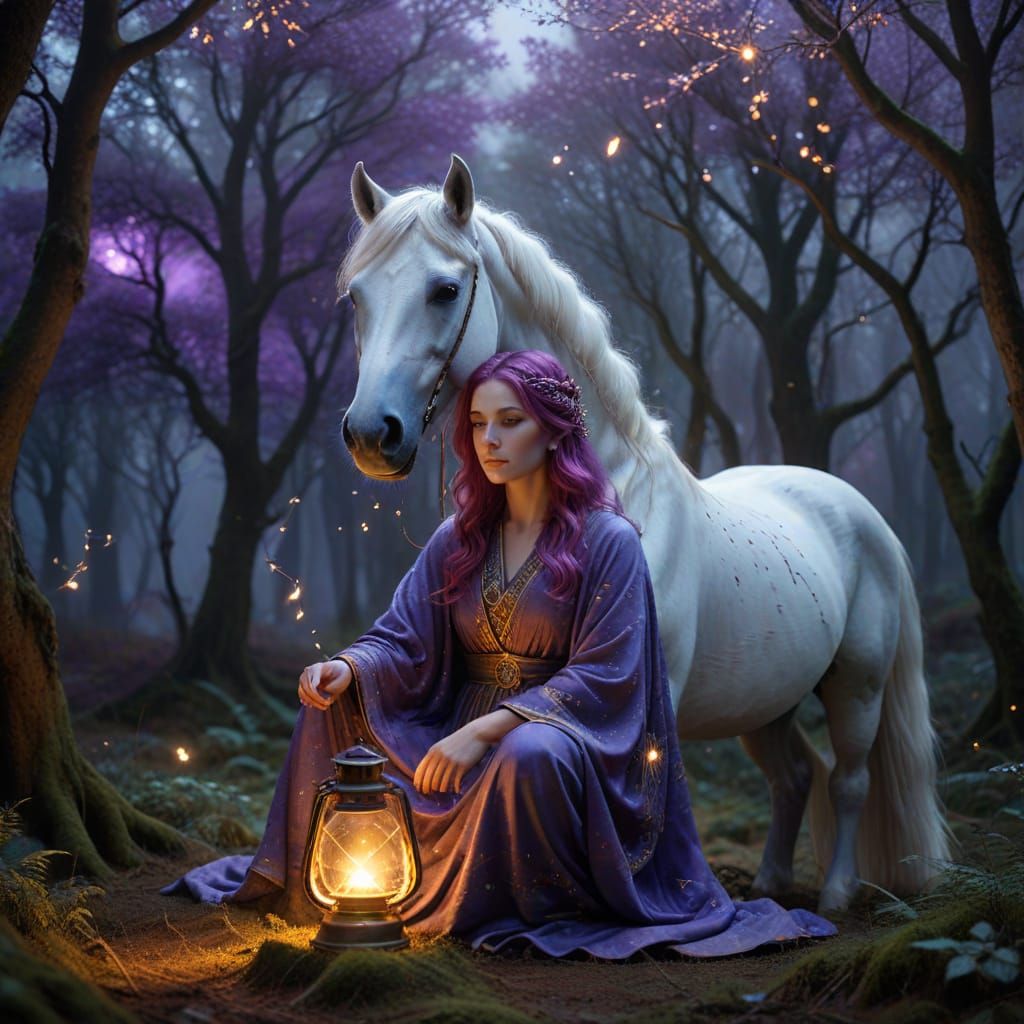 Mystical Celtic Woman in Ethereal Winter Wonderland