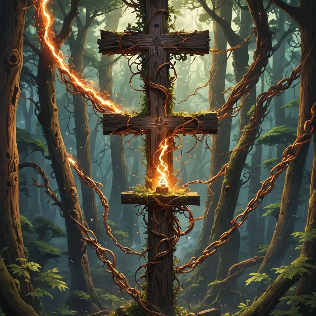 Surreal Forest Scene with Portal and Serpent