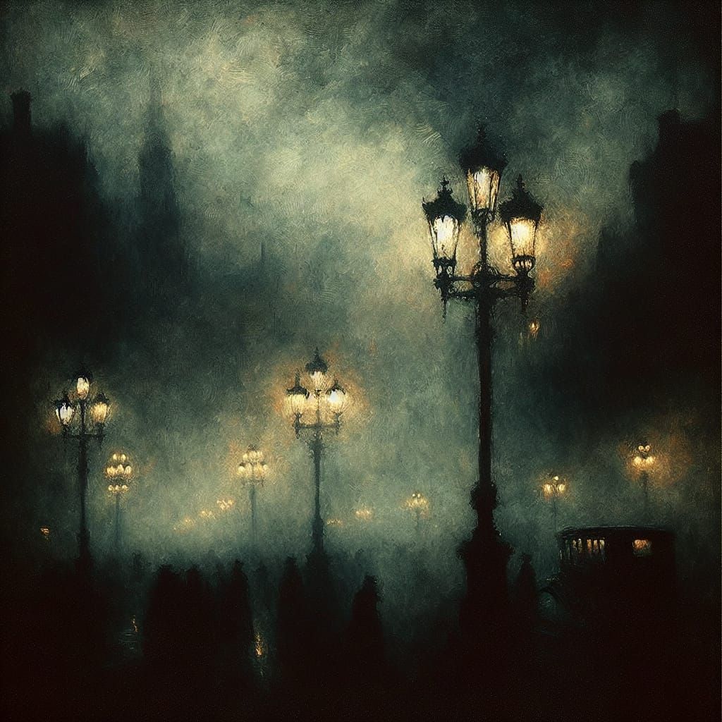 Moonlit Fog Descends on London Streets