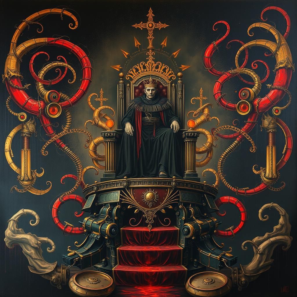 Dystopian Art Deco Royalty in a Haunting Heavy Metal Dreamsc...