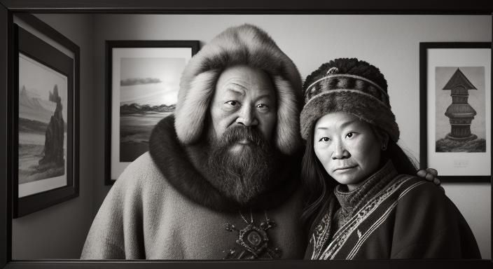 Vintage-Inspired Portrait of Arctic Explorer Peter Freuchen....