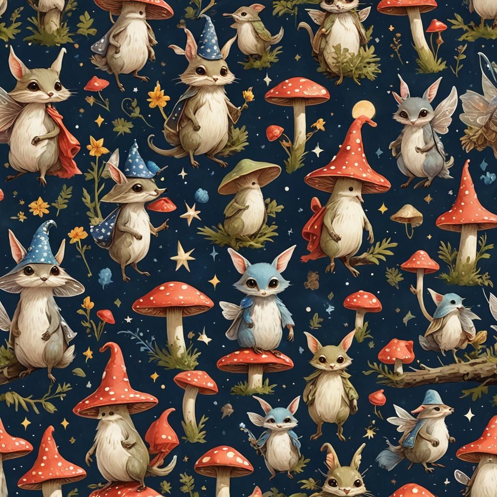 Whimsical Moonlit Forest Guardians