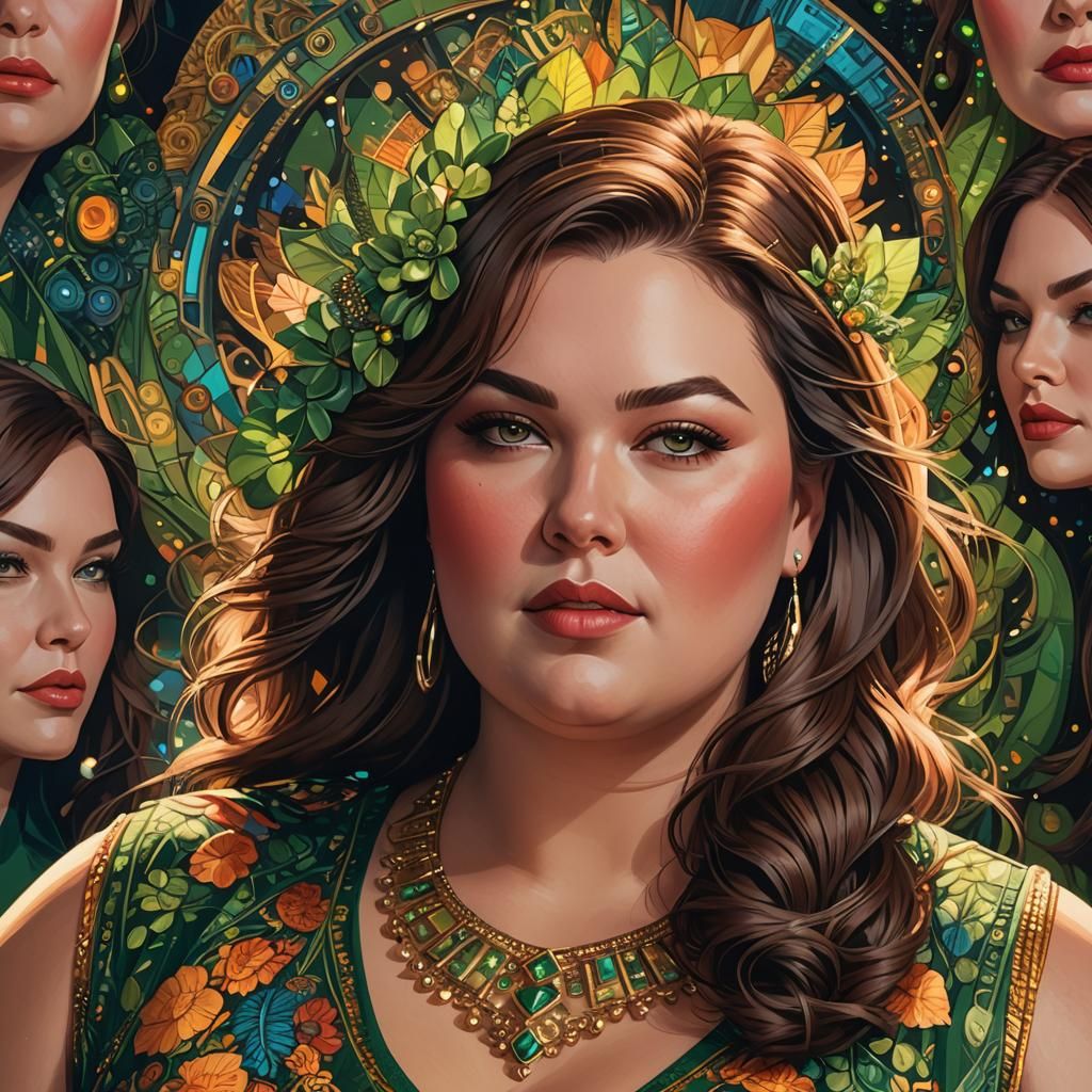Hyper-Realistic Plus-Sized Portrait in Modern Concept Art St...