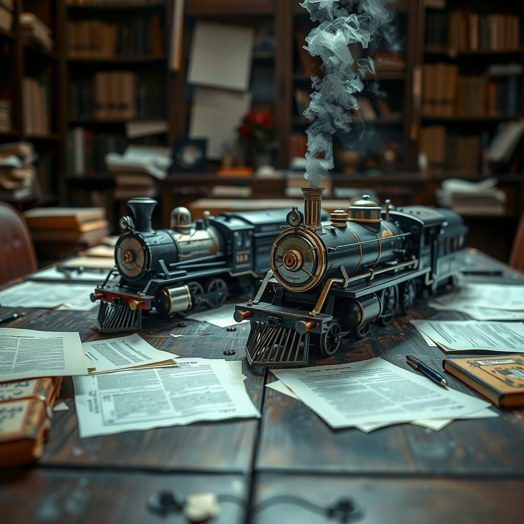 Industrial Dreams on Worn Wooden Desk