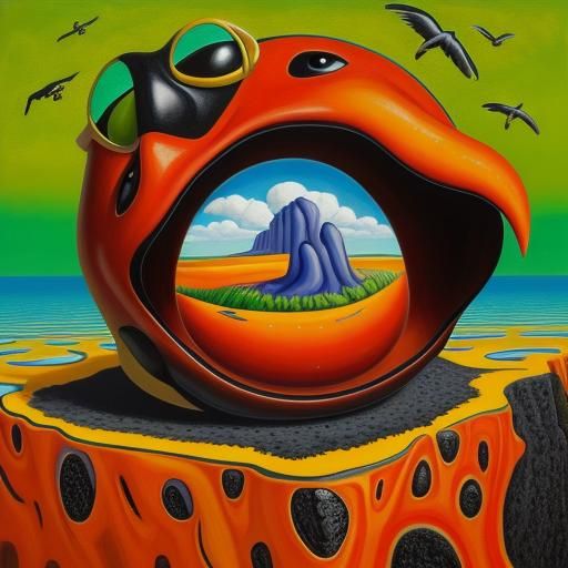 Surrealist Dreamscape in Vibrant Oil Paint