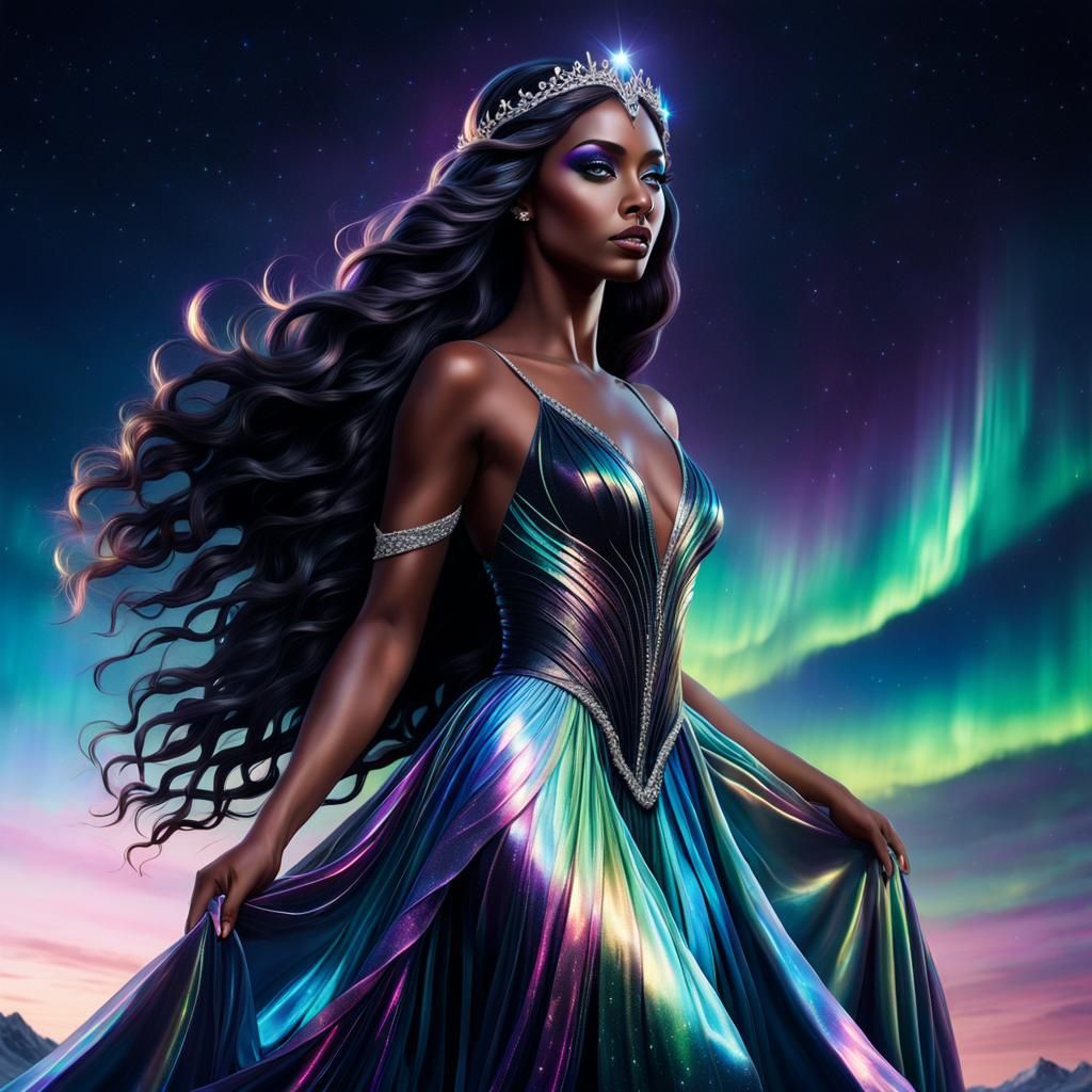 Stunning Goddess of Night in Iridescent Gown