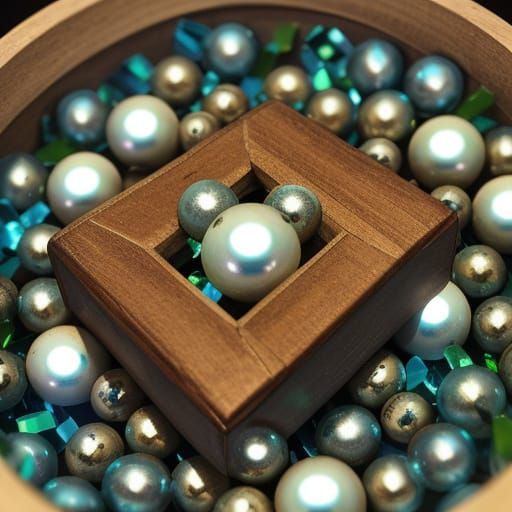 Macro lens, macro photography, diffuse light. Close-up box of glass, ceramic, plastic, and wooden beads.