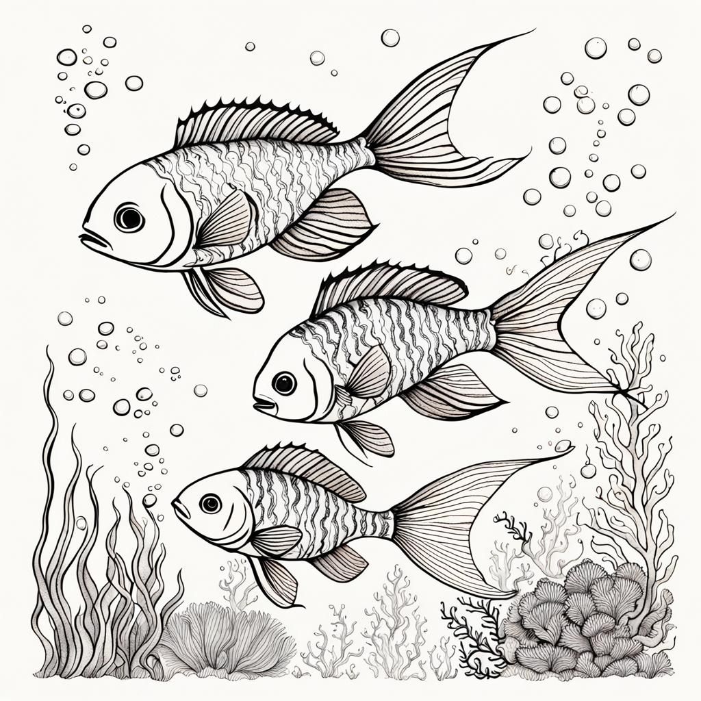 Vibrant Tropical Fish in Whimsical Coral Reef Wonderland