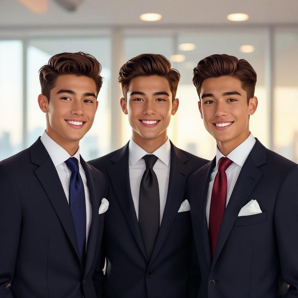 Stylish Business Suits: Young Men in Modern Office