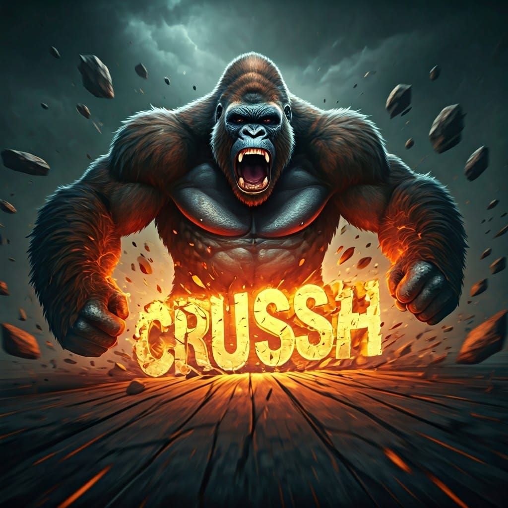 Furious Gorilla Unleashes Fury, Smashing Ground with Fists