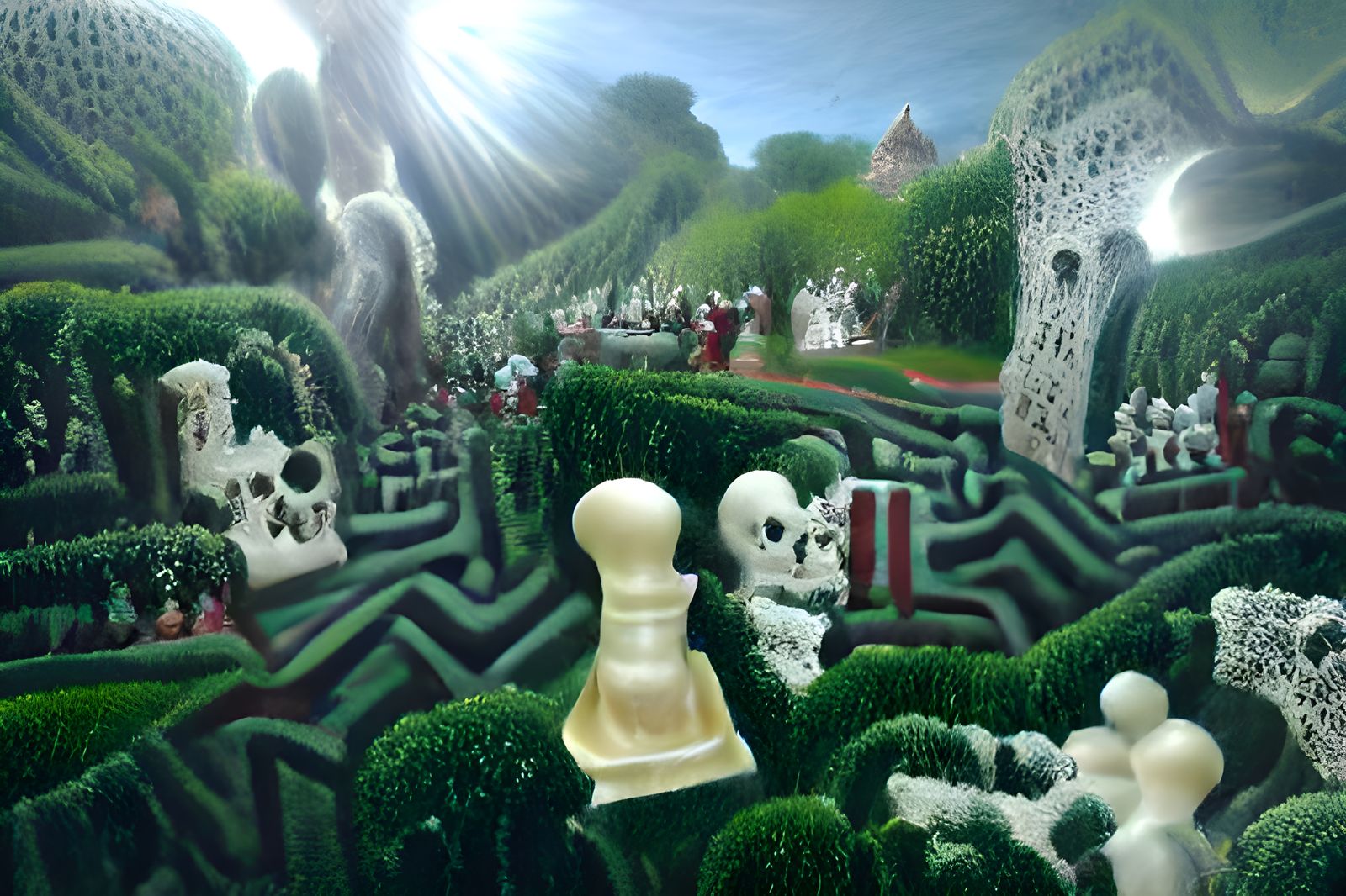 Surreal Fantasy Landscape with Macabre Elements in a Detaile...