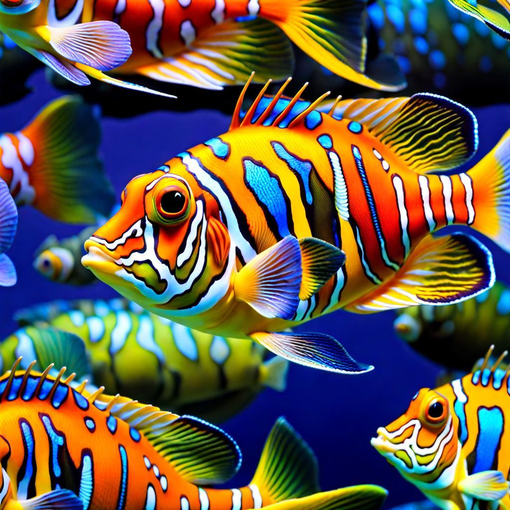 Mystical Mandarinfish in Vibrant Acrylic Swirl