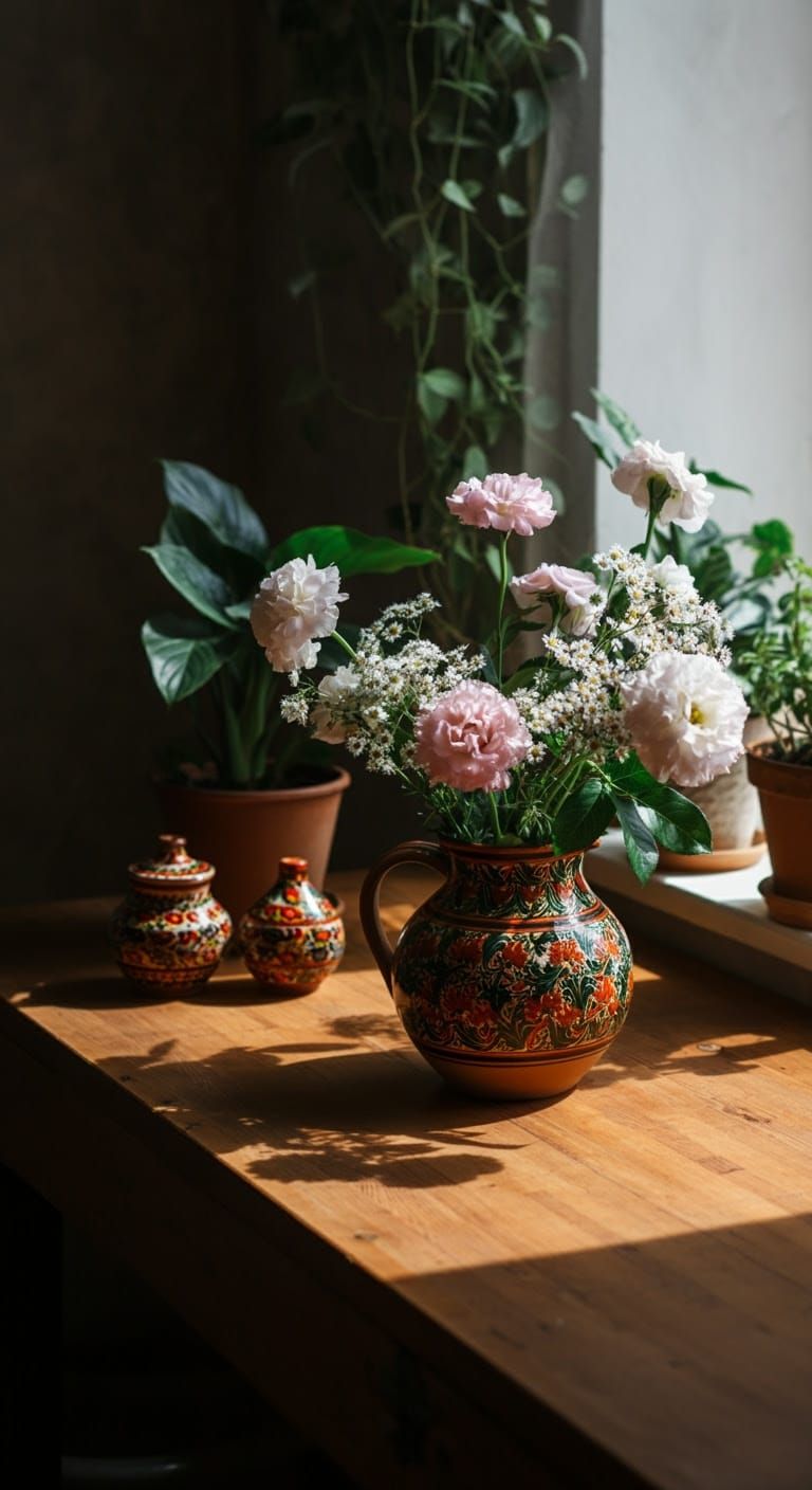 Impressionist Flower Arrangement by Sunny Window