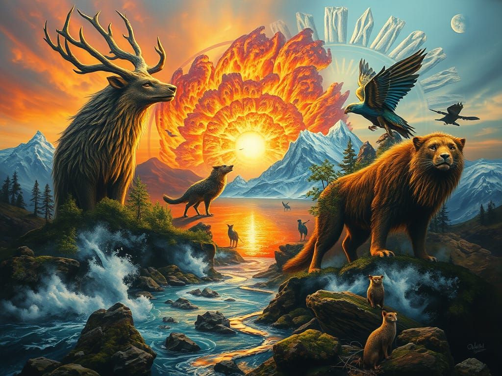 Nature's Harmony: Hyper-Realistic Spirit Animals Unite for a...