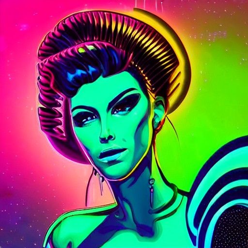 Galactic Empress in Neon Synthwave
