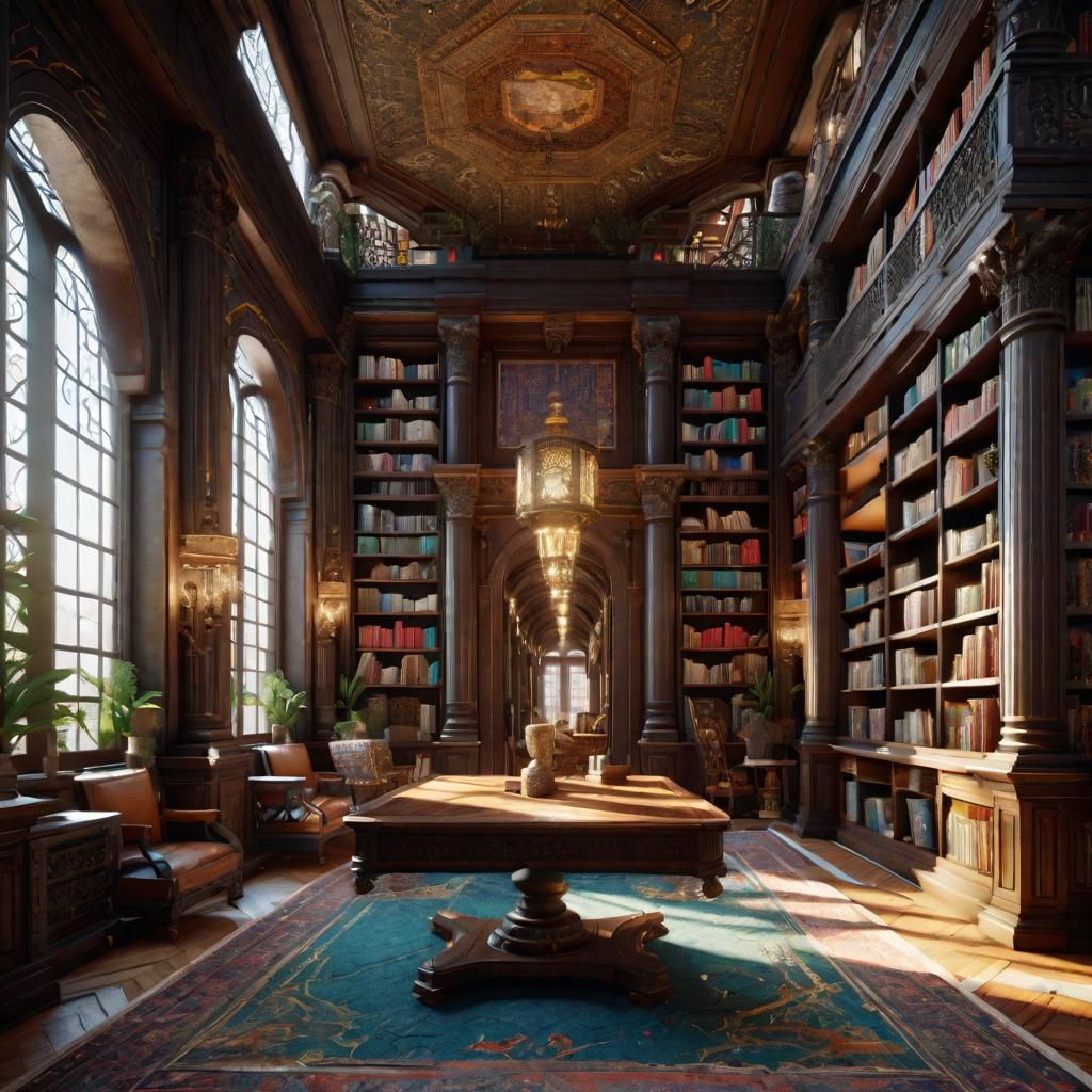 Maximalist Library Masterpiece in Baroque Style
