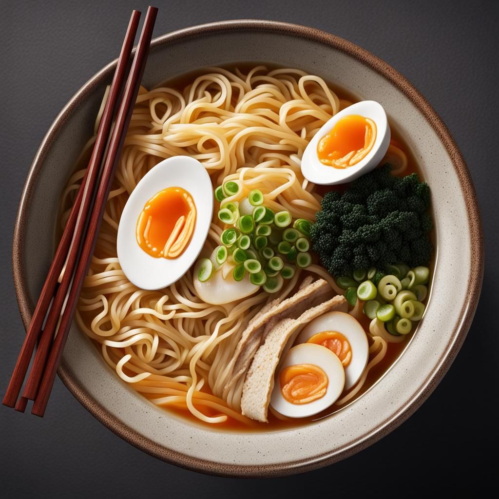 Steaming Hot Ramen Bowl Shot from Above