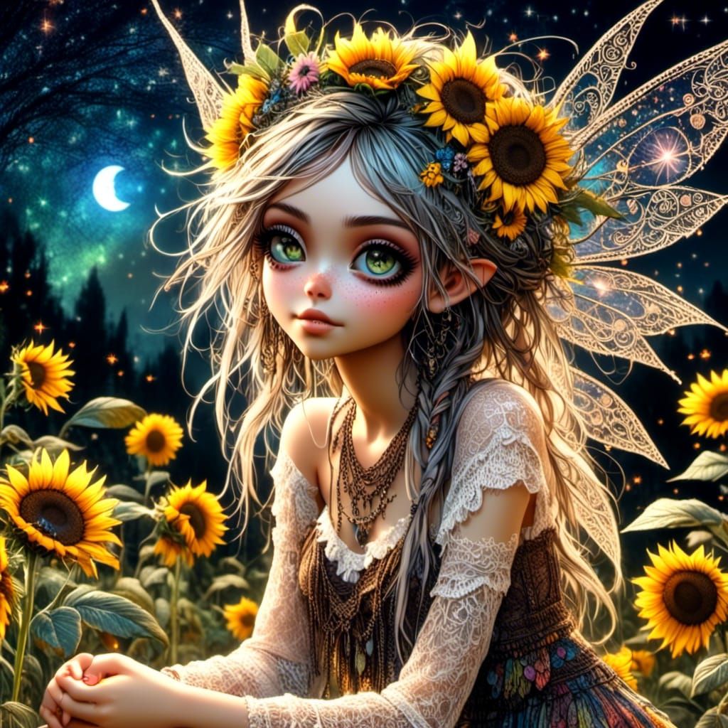 Cyberpunk Pixie in Whimsical Digital Art