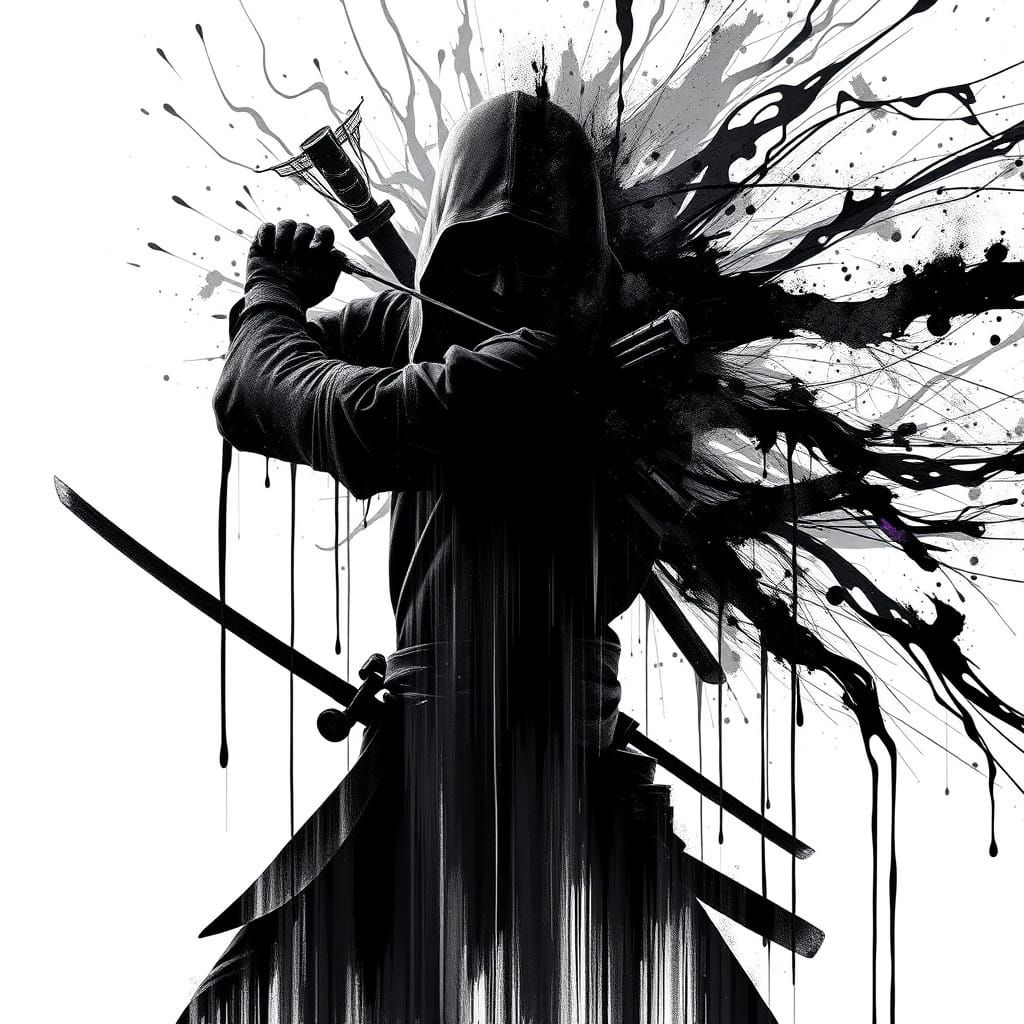 Surreal Ninja Dissolves into Vibrant Abstraction