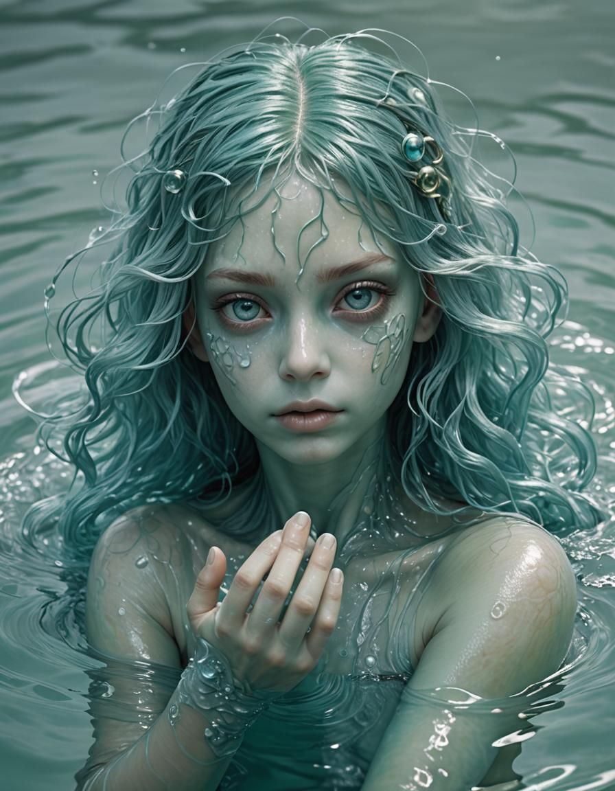 Mermaid Goddess with Glowing Sea Hair