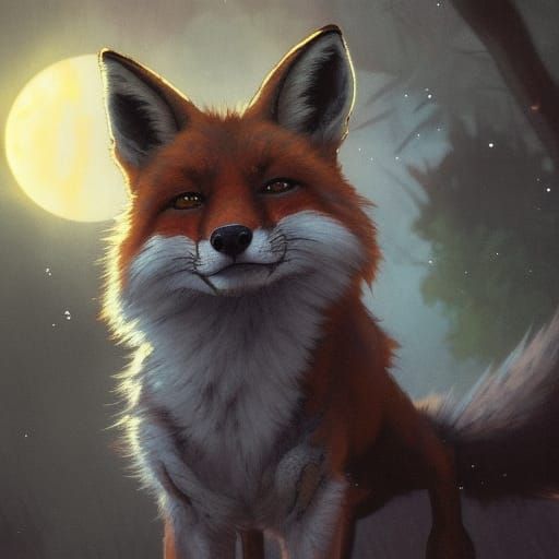 Fox under moonlight