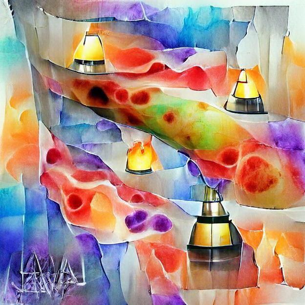 Vibrant Art Deco Explosion in Whimsical Watercolor