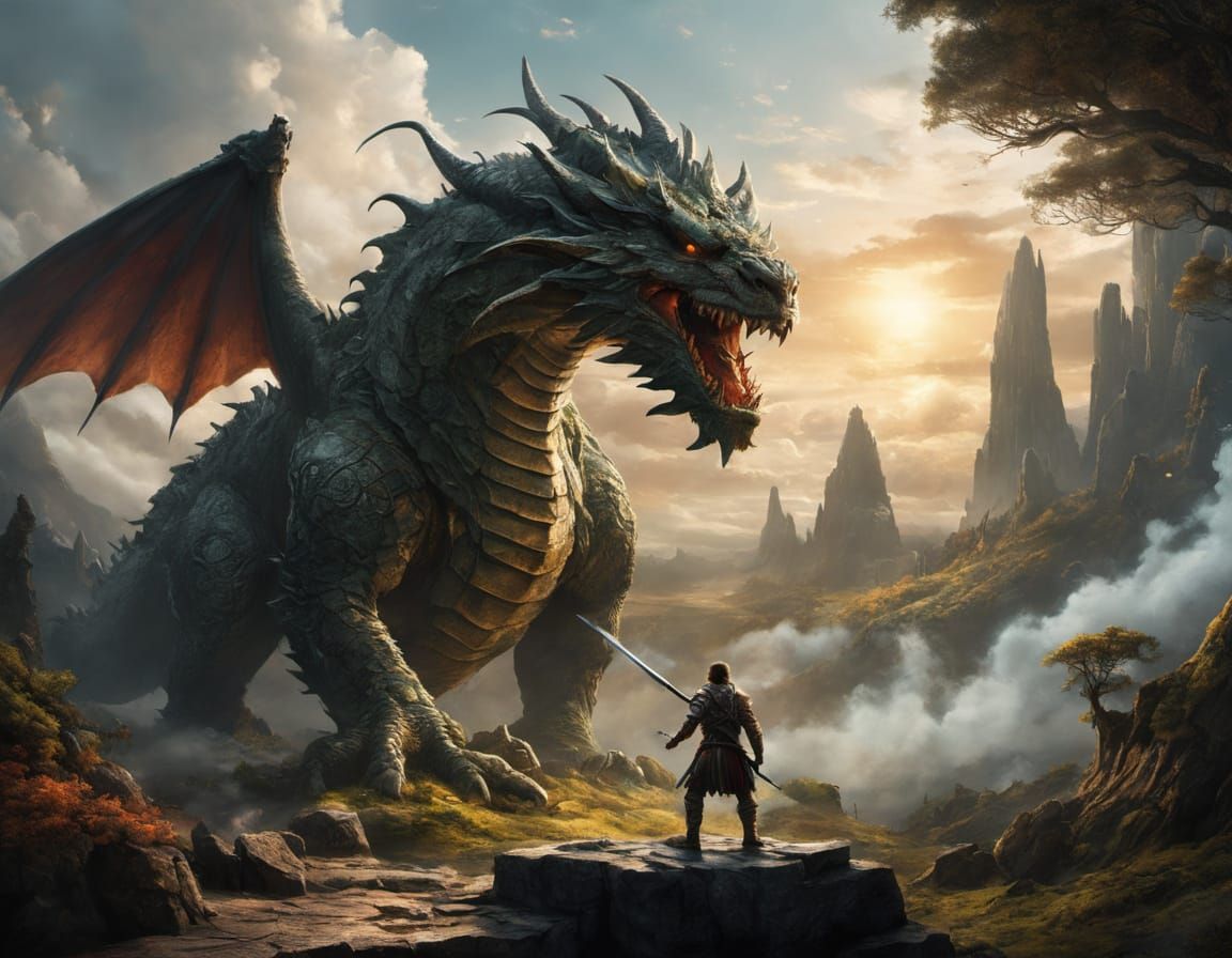 Epic Fantasy Battle Scene in Hyper-Realistic Style