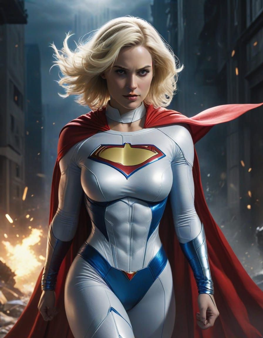 Empowered DC Superheroine Power Girl in Classic Cinematic St...
