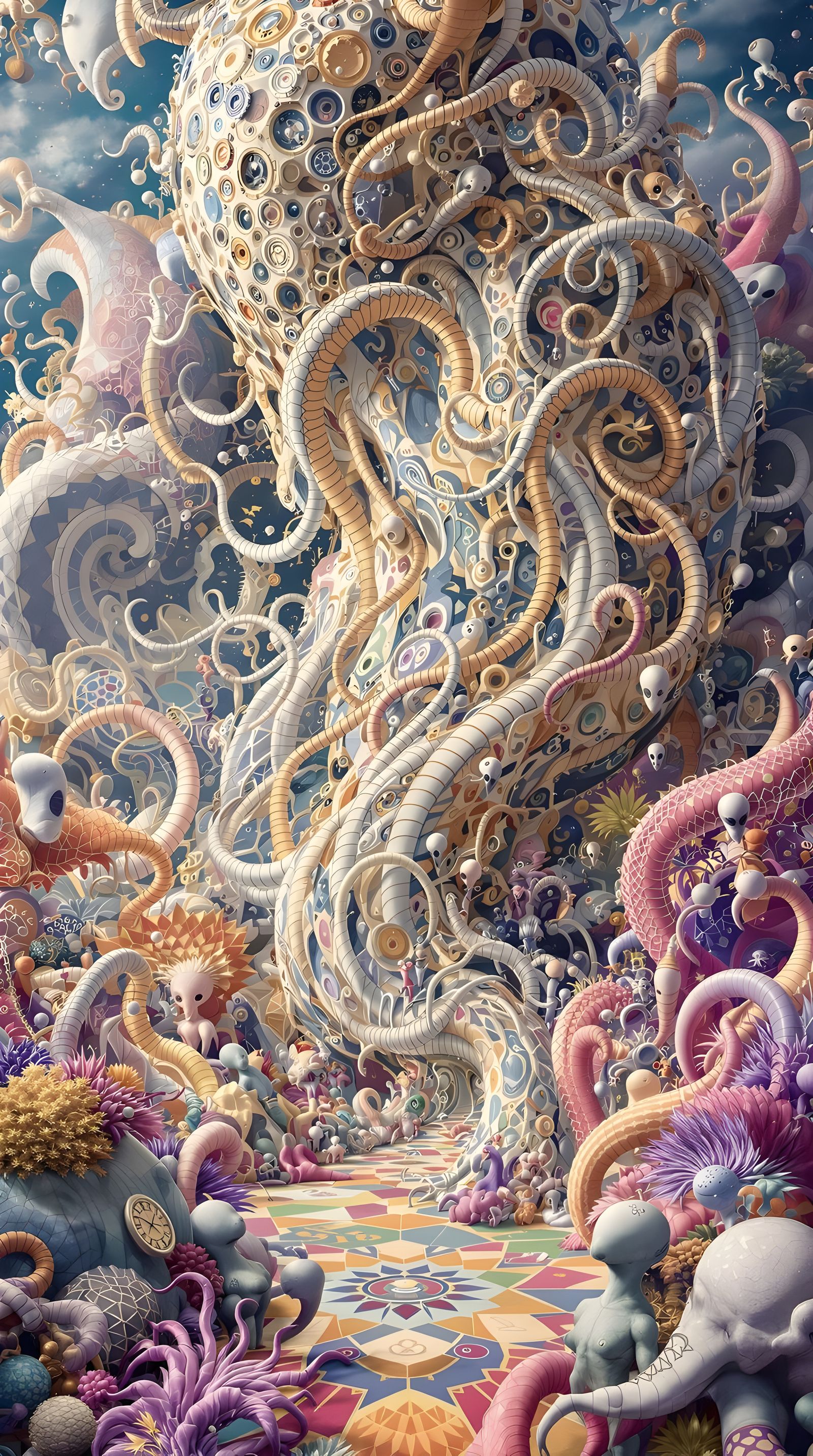 Psychedelic DMT Megastructure with Fractal Paisley Patterns