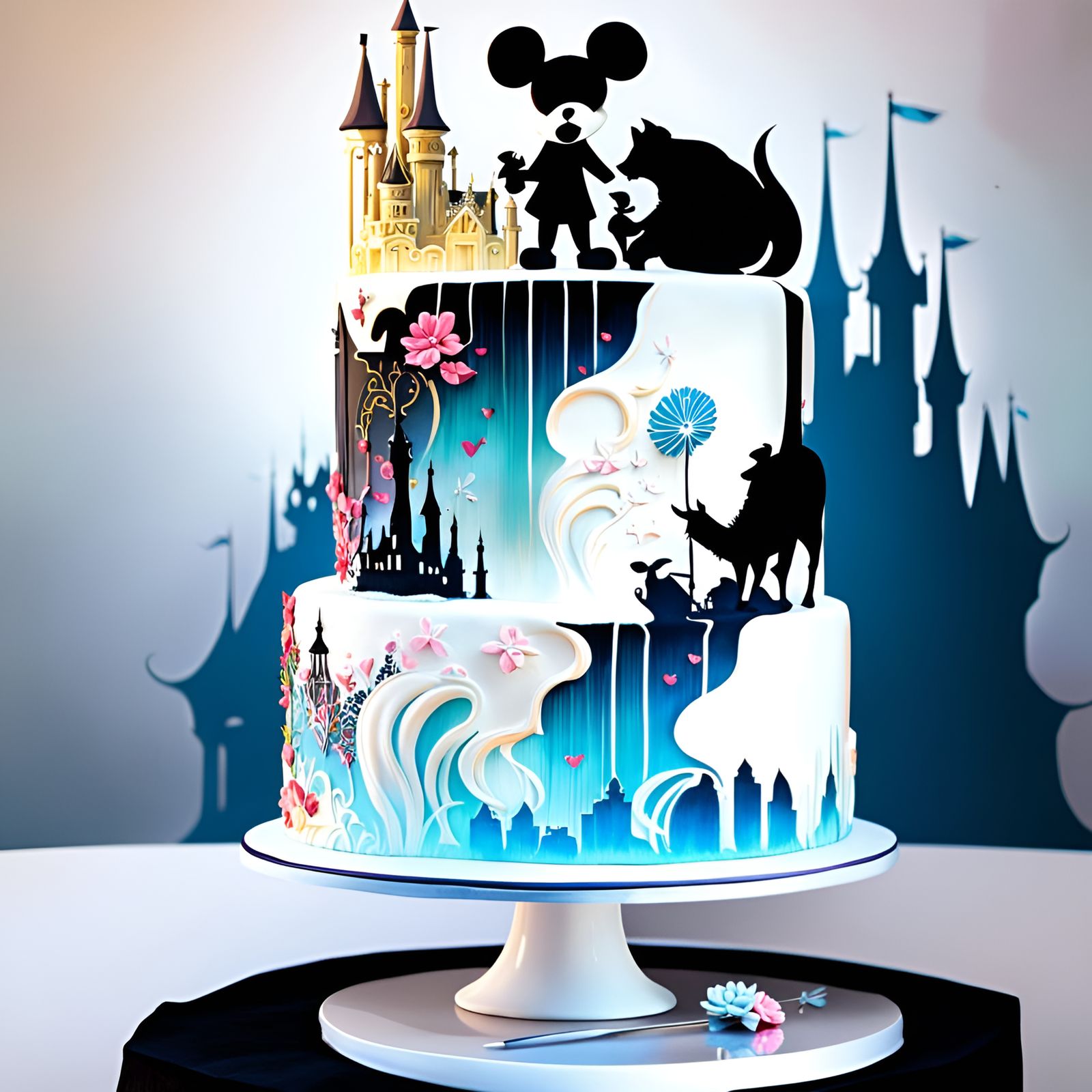 Stunning Disney Cake in Vibrant, Hyperdetailed Style