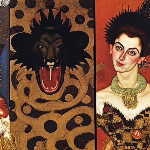 Stamps of Vampire, Mouse, and Hedgehog in Art Nouveau Style